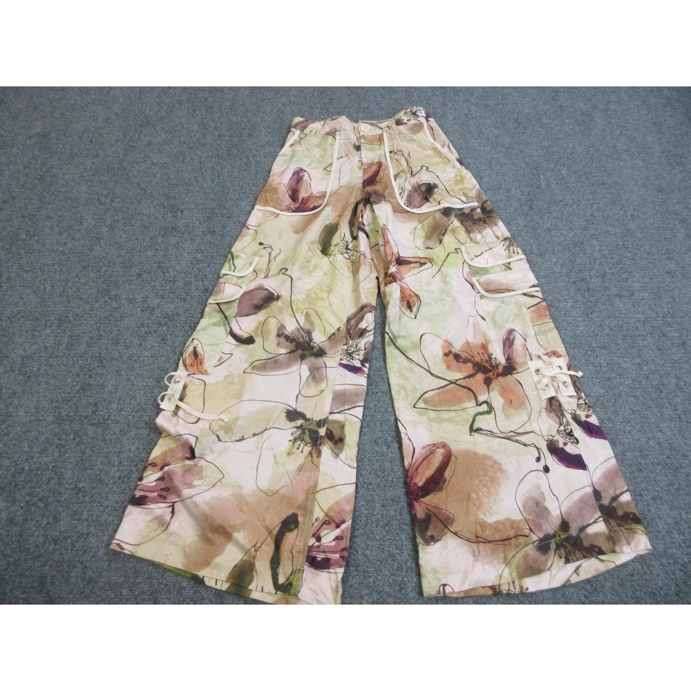Anthropologie Pants Womens 2P Multicolor Floral Cargo Wide Leg Viscose Twill